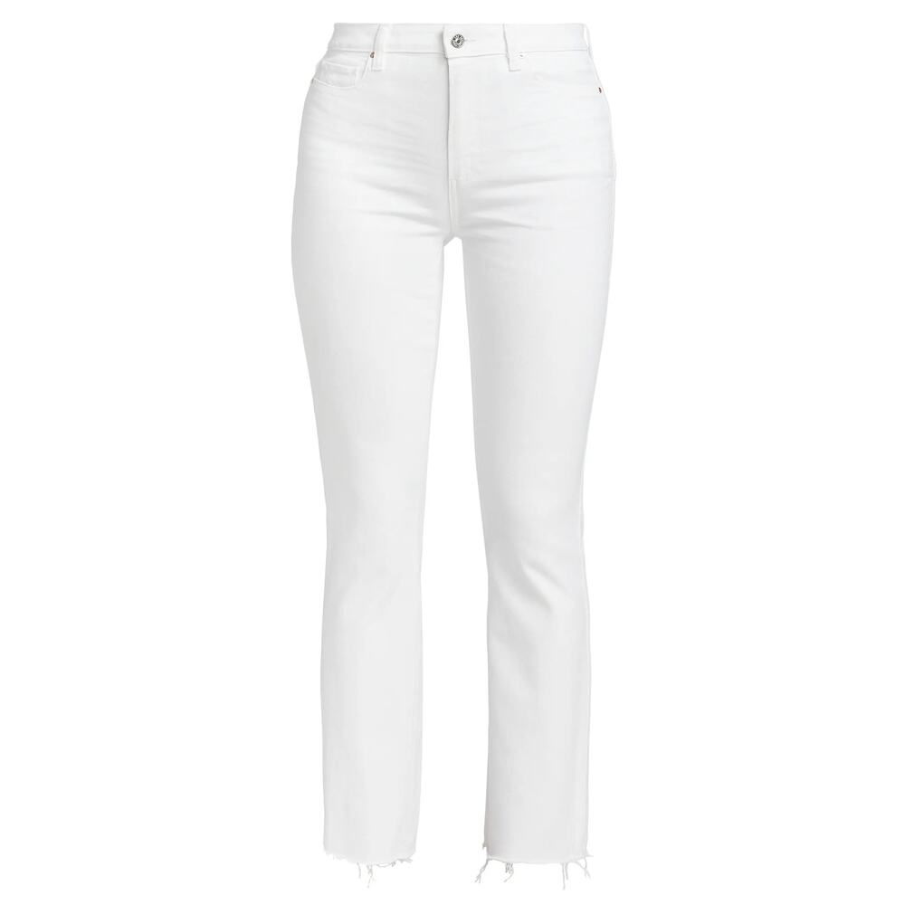 Paige Claudine Flared Crop Jeans in Lived In Crisp White Surfside Sz 25P 🤍🌊☁️